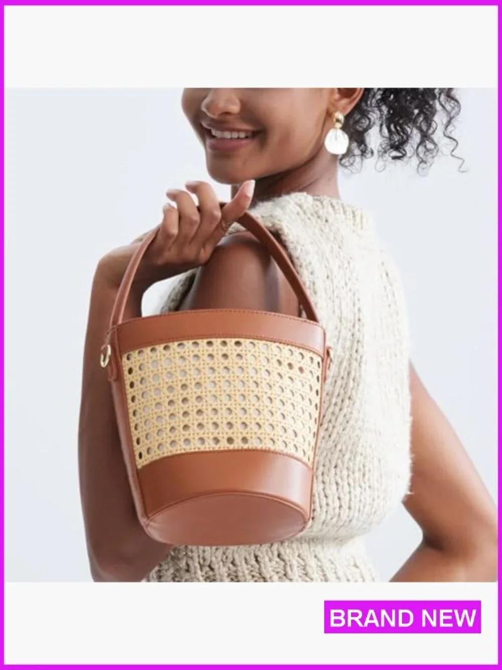 Straw Bucket Bag Drawstring Crossbody Purse Cute Hobo Beach Tote Shoulder Bag